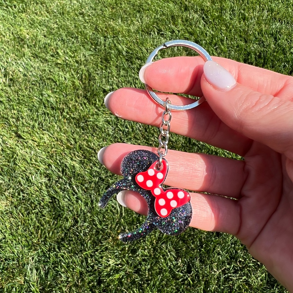 Minnie Mouse Ears Headband Keychain handmade